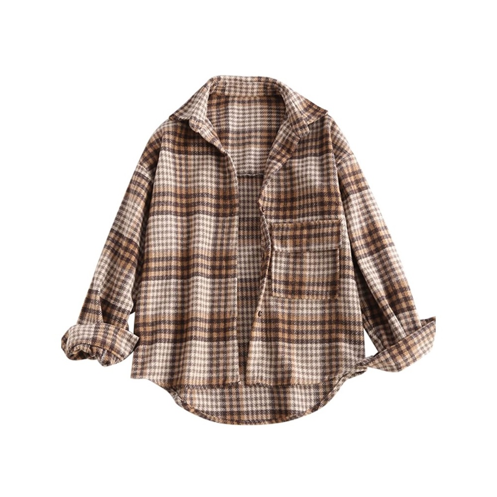 Amazon Plaid Button Down Shirt - Brown and Cream